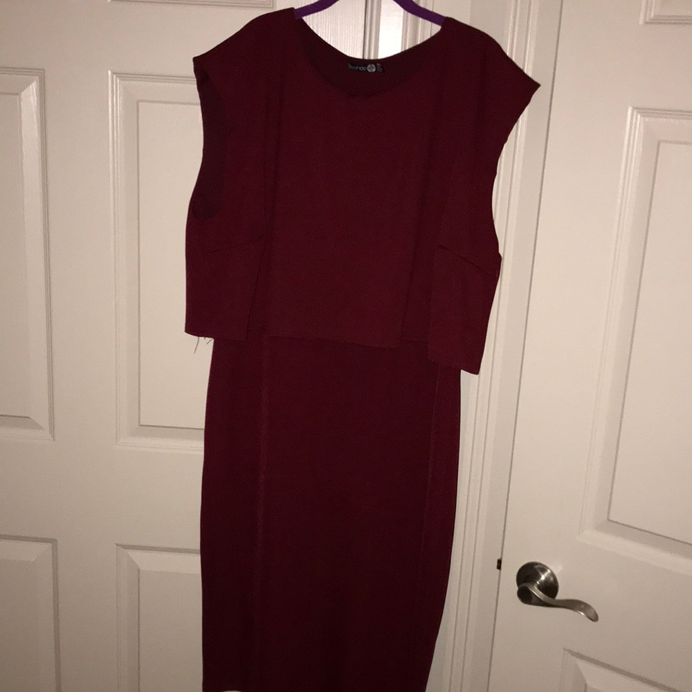 Boohoo Plus Poppy Double Layer Midi Dress
